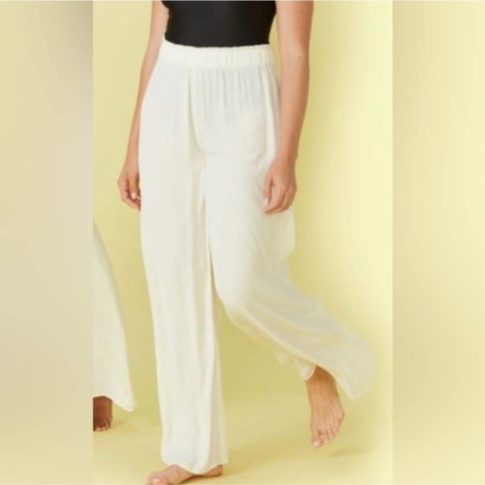 Summersalt The Perfect Palazzo Pant Wide Leg Beach Coverup Lounge Ivory Small B5